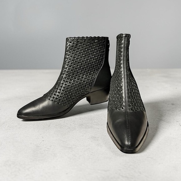 🌻 Frye Ellen Woven Black Leather Bootie | Women\'s Size 10 main image 7